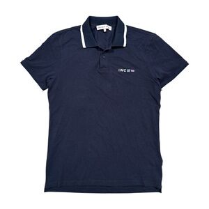 Orlebar Brown IWC Watches Navy Blue White Striped Pique Polo Shirt Mens Medium